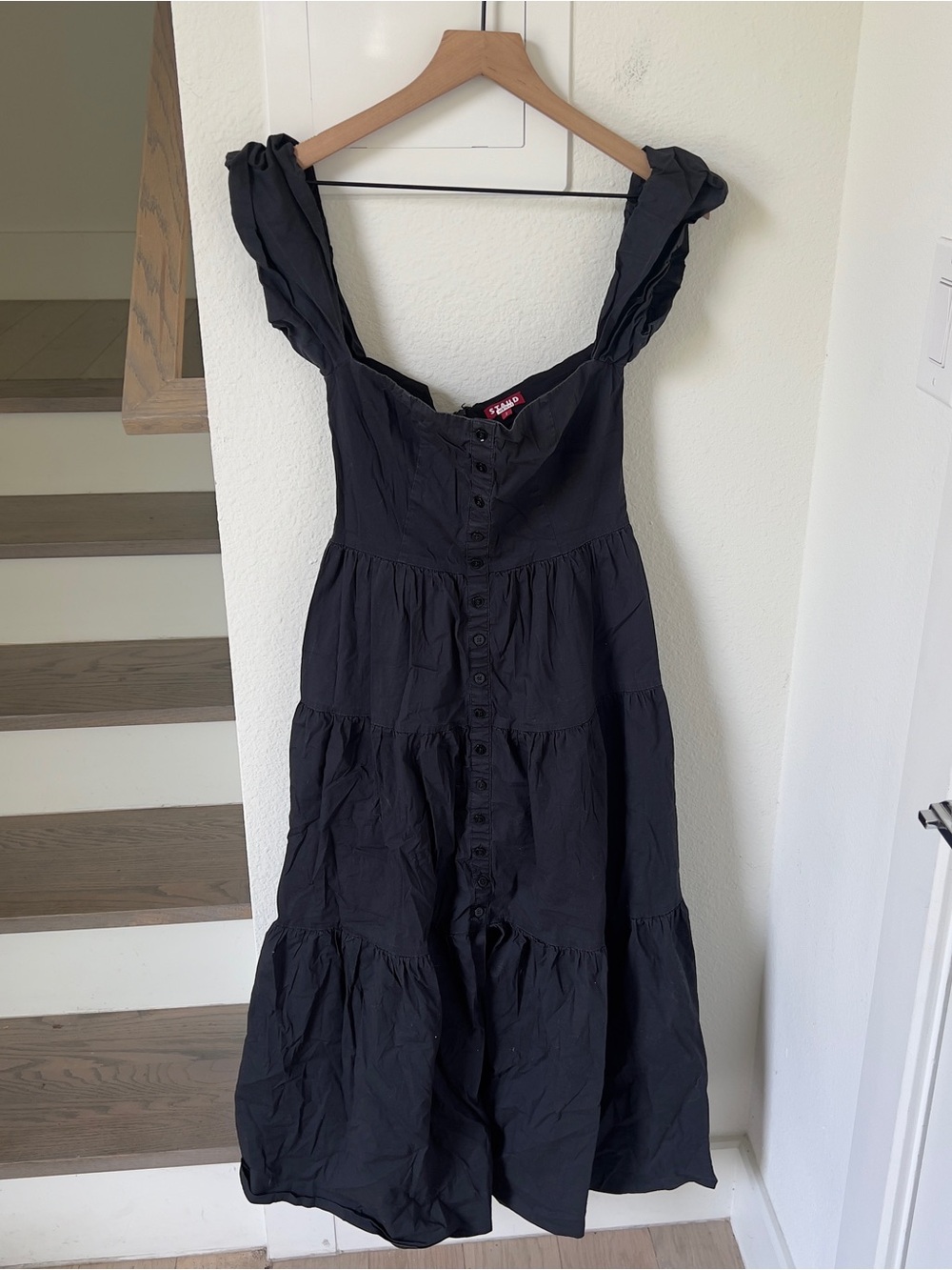 Staud Elio Off The Shoulder Dress in Black - Picture 3 of 8